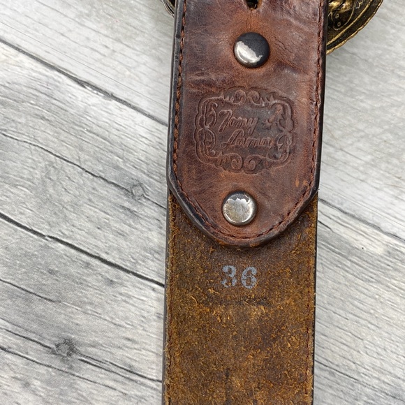 Green Rinestone Y2K Vintage Swarovski Crystal Western Leather Belt Size 36 - Picture 6 of 13